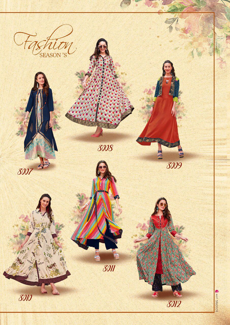 F.Season's Vol.3 Kajal Style Heavy Rayon Long Kurti F.Season's Vol.3 Kajal Style Heavy Rayon Long Kurti